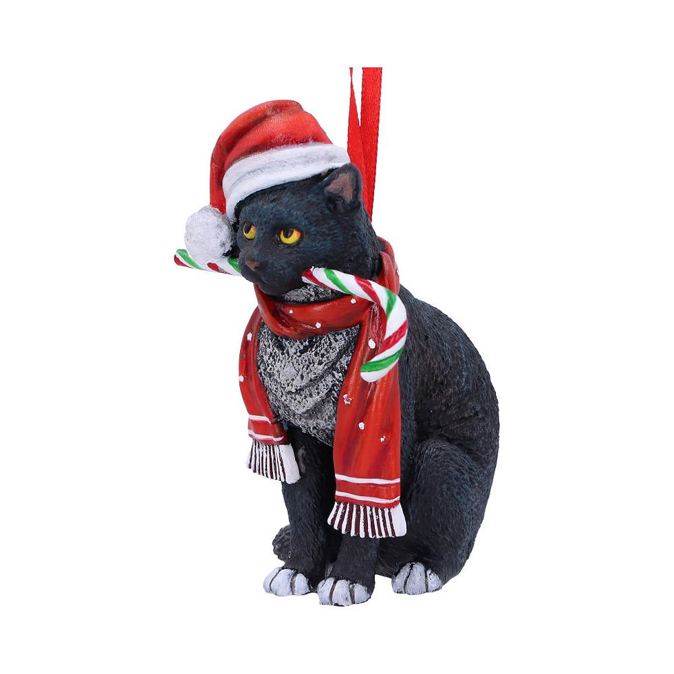 Thumbnail: Lisa Parker Candy Cane Cat Hanging Ornament 9cm