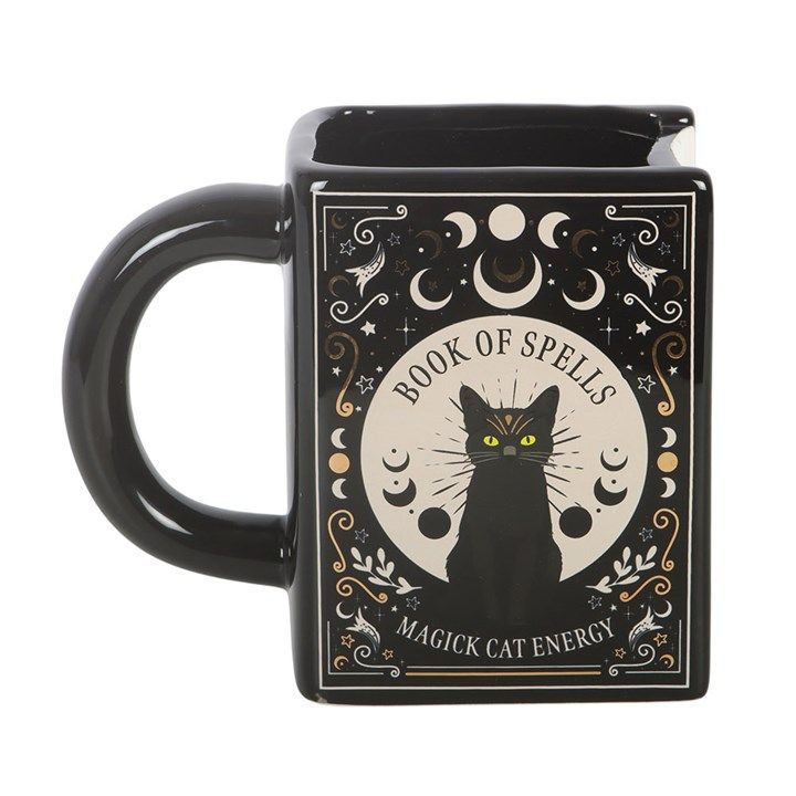 Thumbnail: Black Cat Magick Book of Spells Book Shaped Mug