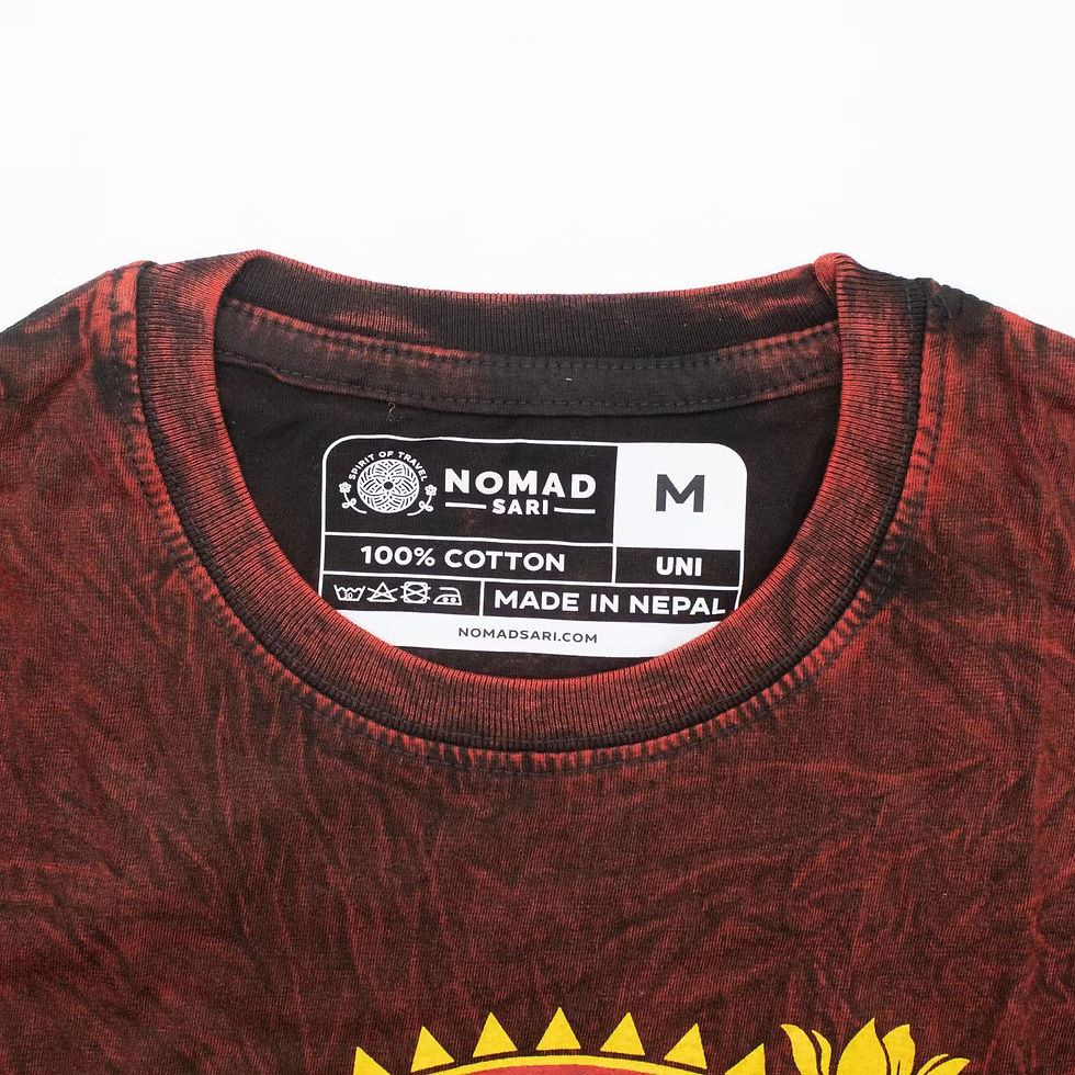 Thumbnail: Nomad Sari Stonewashed Cotton T-Shirt - Dragon Mandala - Maroon