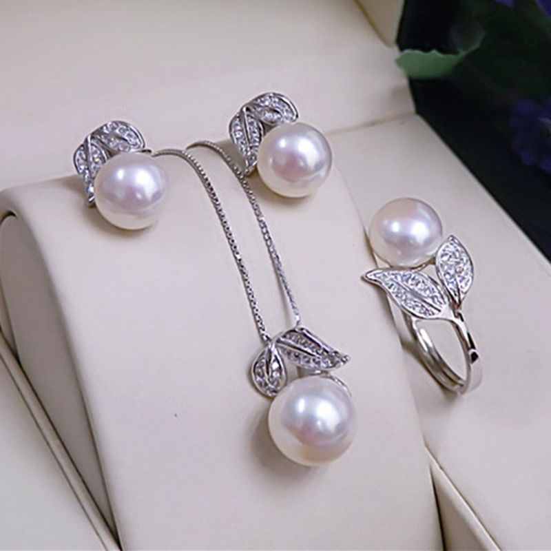 Thumbnail: Pearl Earrings Necklace Pendant Ring For Women Natural 