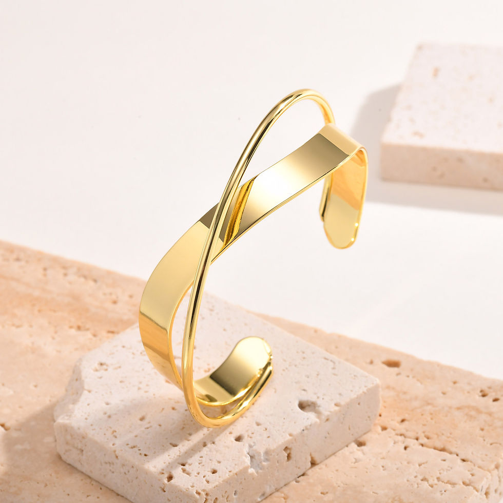 Thumbnail: Cuff Bracelet Bangle for Women, Opening Twisted Cross 