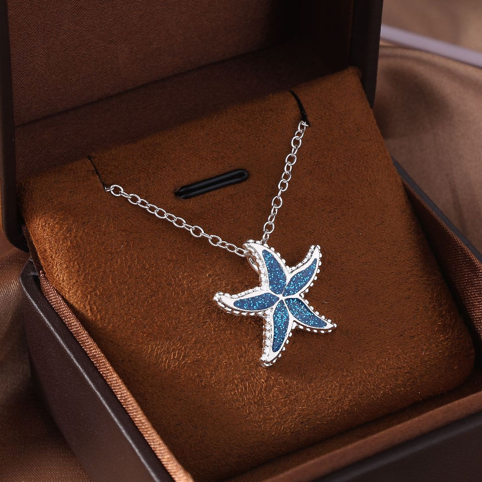 Thumbnail: Blue Fire Opal Necklace Pendant Aquatic Creatures 