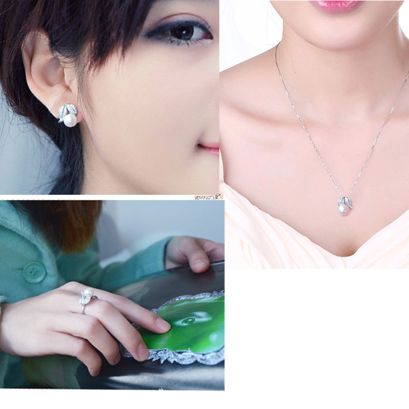Thumbnail: Pearl Earrings Necklace Pendant Ring For Women Natural 