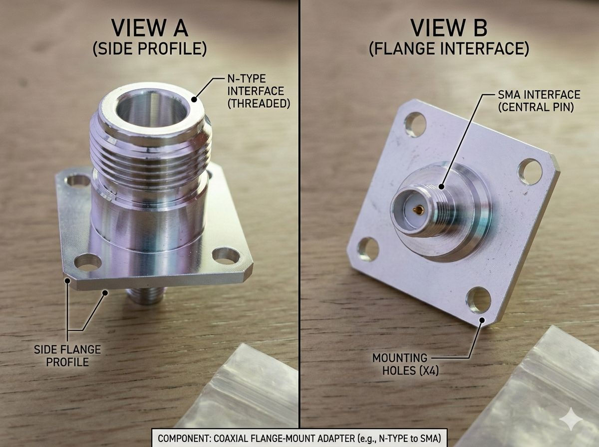 Flange Adapter N FEMALE -SMA FEMALE  50 OHM