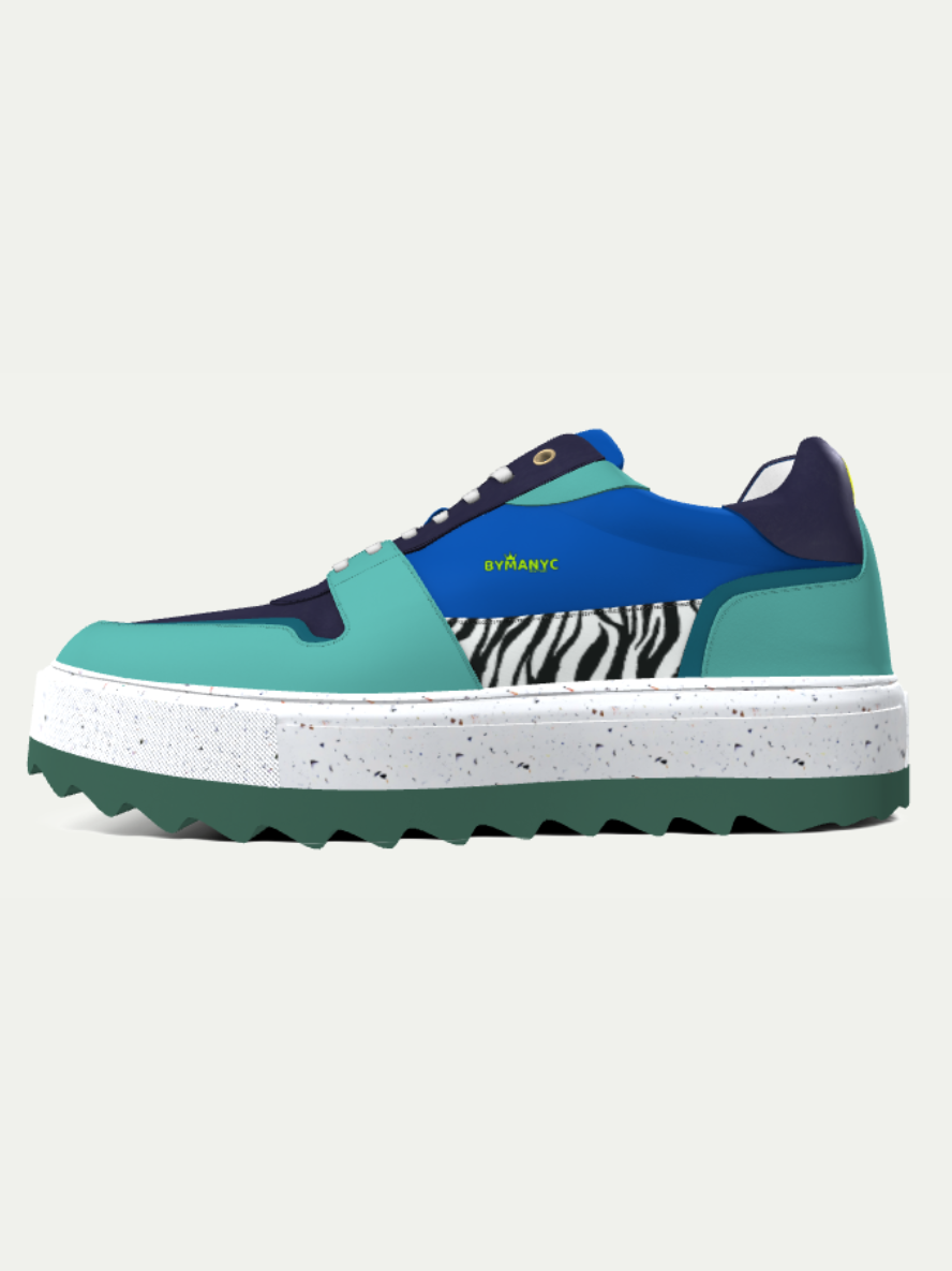 Handcrafted Queens Quintessence sneakers featuring eco-conscious recycled ocean plastics.