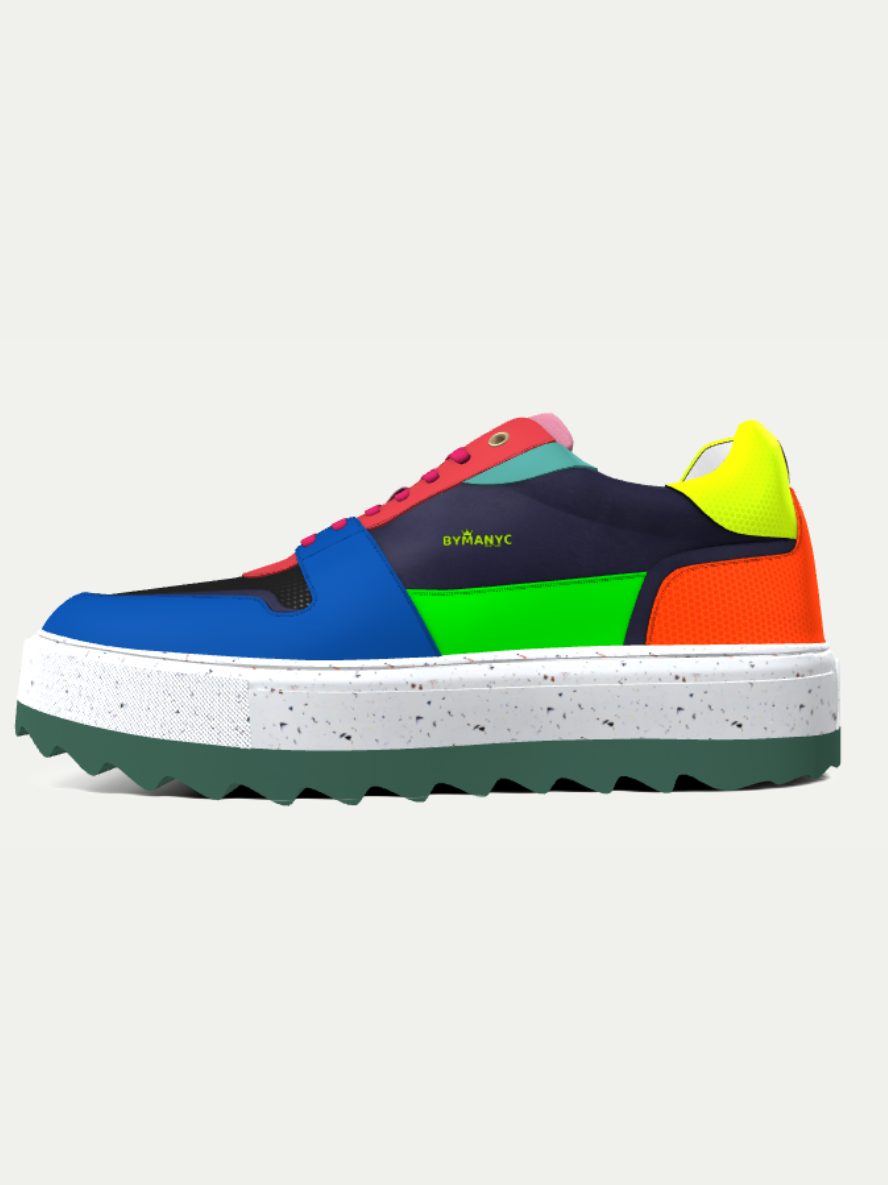 Sleek Nolita Noir sneakers handcrafted with sustainable materials for modern streetwear style.