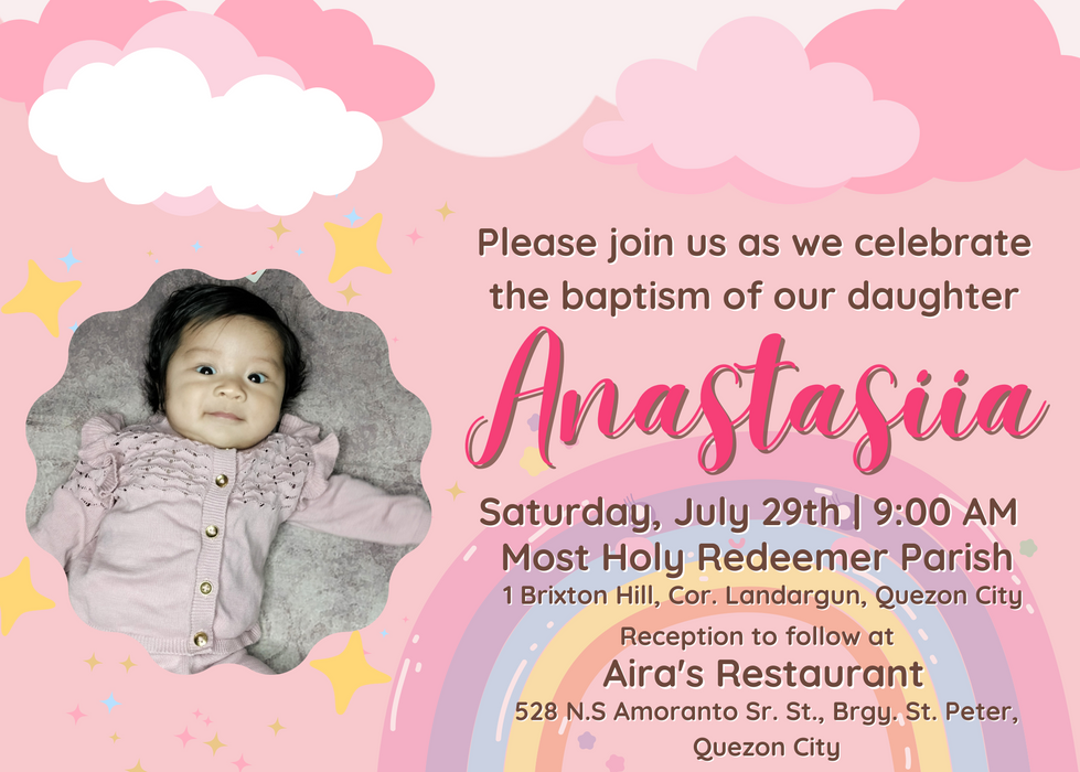 Tashi's Baptism Invitation