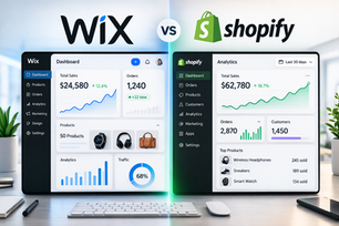 Alt text image: Wix vs Shopify ecommerce dashboard comparison