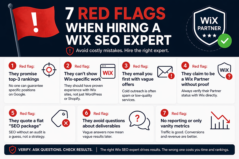 Seven red flags when hiring a Wix SEO expert