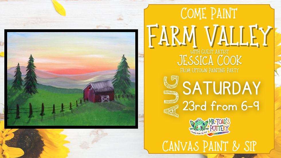 Farm Valley Evening Canvas Paint and Sip