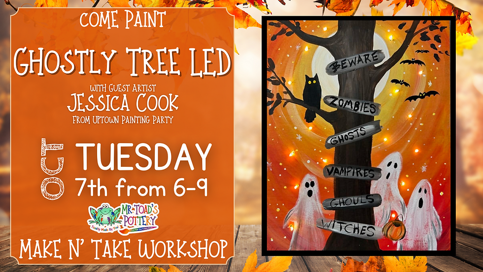 Ghostly Tree LED Evening Canvas Paint and Sip