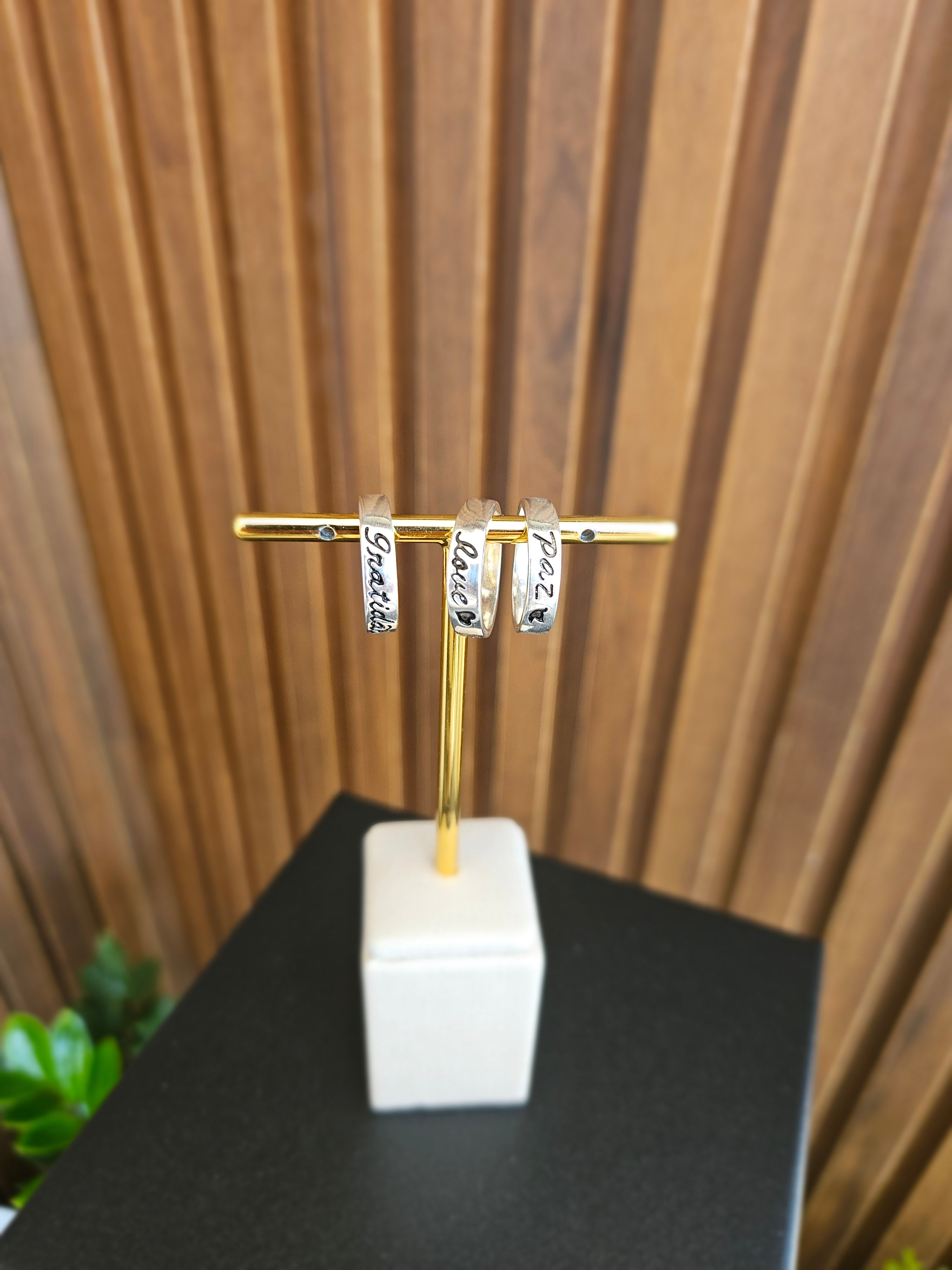 Anel em prata 925 com palavras