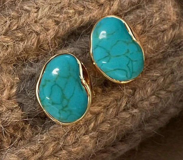 Miniatura: Pares de Brincos Elegantes Vintage com Resina Âmbar Embutida