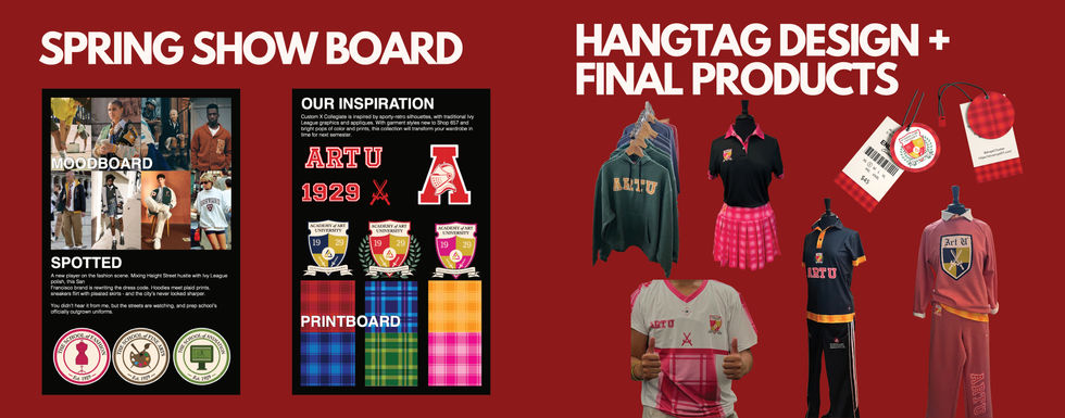 spring show board, hangtag design, final products 