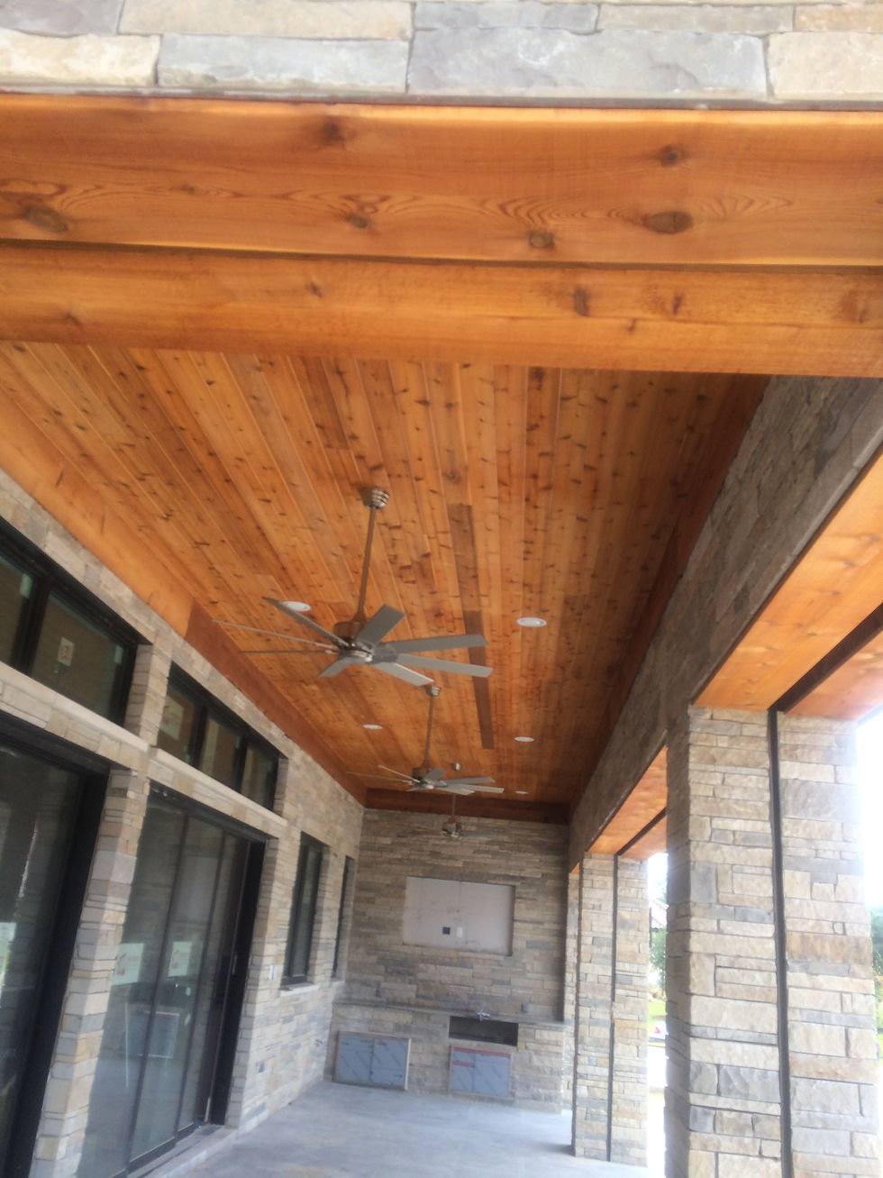 covered patio stained cedar