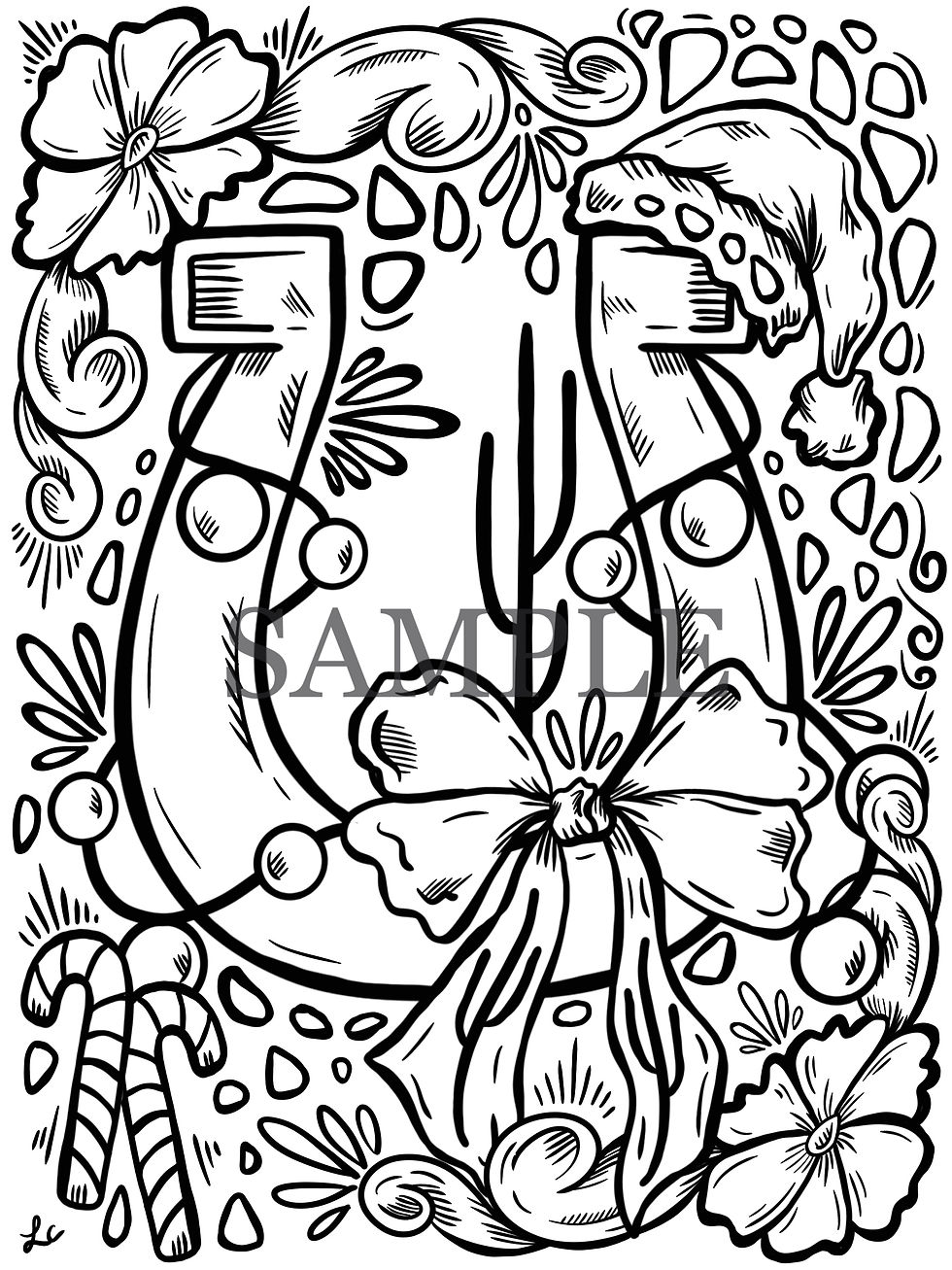 Christmas Luck - Coloring Page