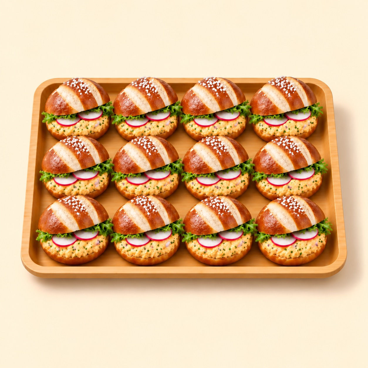 Mini-Laugenbrötchen Obazda & Radieschen (12 Stück)