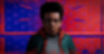 Still of Miles Morales from the animated movie, "Spiderman Into the Spiderverse."