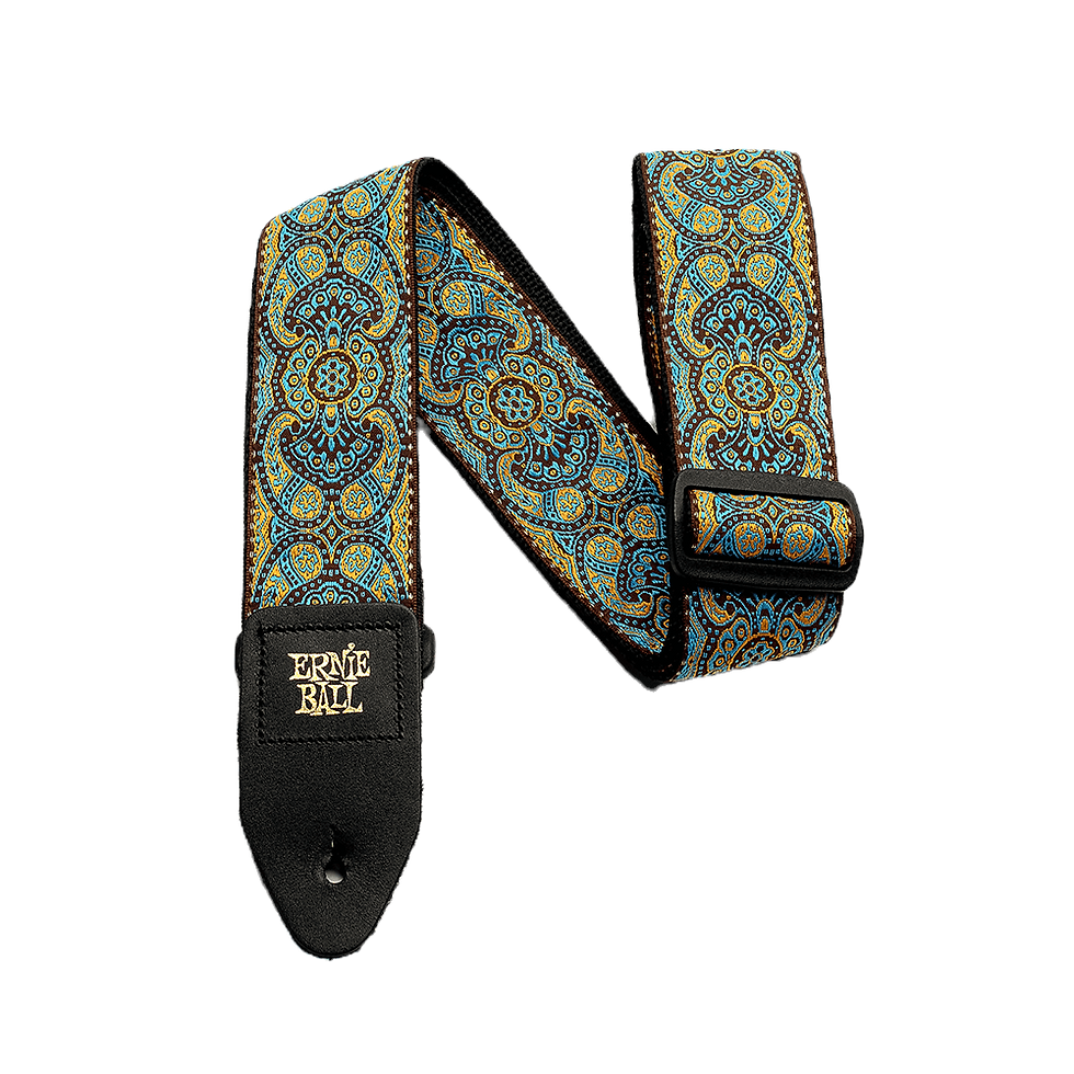 Ernie Ball Indigo Orchid Jacquard Guitar Strap – Blue Nylon With Leather Ends