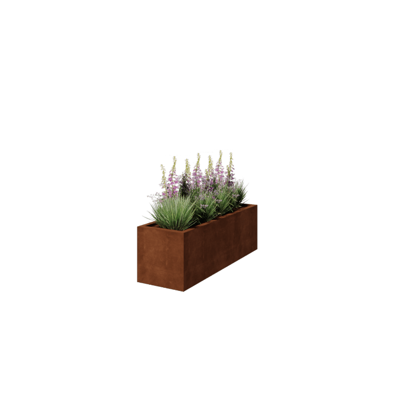 Cortenstaal plantenbak - Rechthoek - 150 x 50 x 50 cm - Gelast - Met bodemplaat