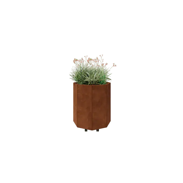 Cortenstaal plantenbak - Achthoek - 72,4 x 72,4 x 80 cm - Met bodemplaat - Met w