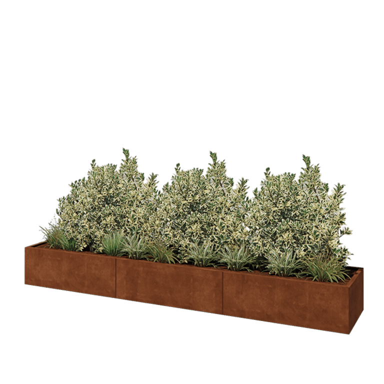 Cortenstaal plantenbak XXL - Rechthoek - 360 x 60 x 40 cm - Met bodemplaat