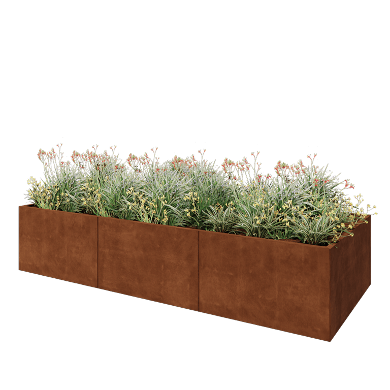 Cortenstaal plantenbak XXL - Rechthoek - 300 x 120 x 60 cm - Zonder bodemplaat
