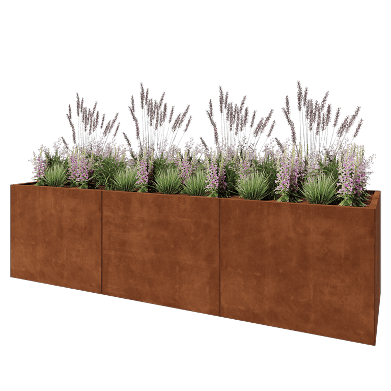 Cortenstaal plantenbak XXL - Rechthoek - 300 x 80 x 80 cm - Zonder bodemplaat