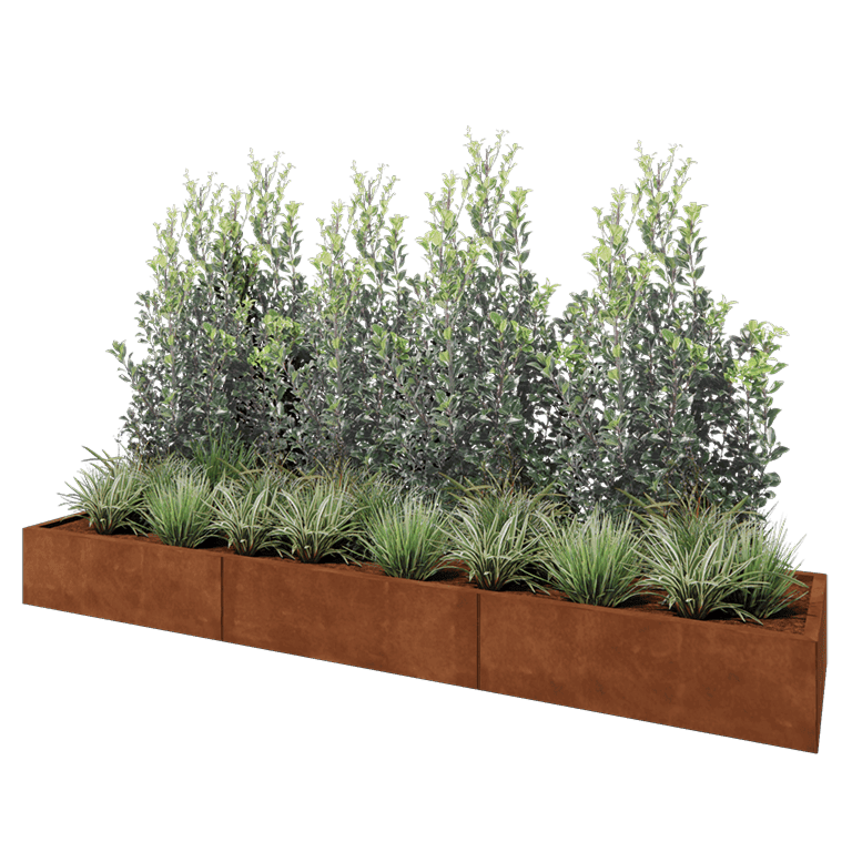 Cortenstaal plantenbak XXL - Rechthoek - 300 x 60 x 30 cm - Zonder bodemplaat