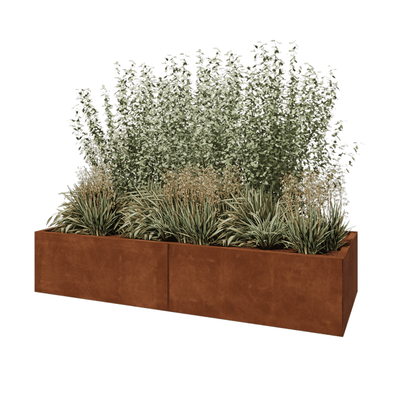 Cortenstaal plantenbak XXL - Rechthoek - 200 x 80 x 40 cm - Zonder bodemplaat