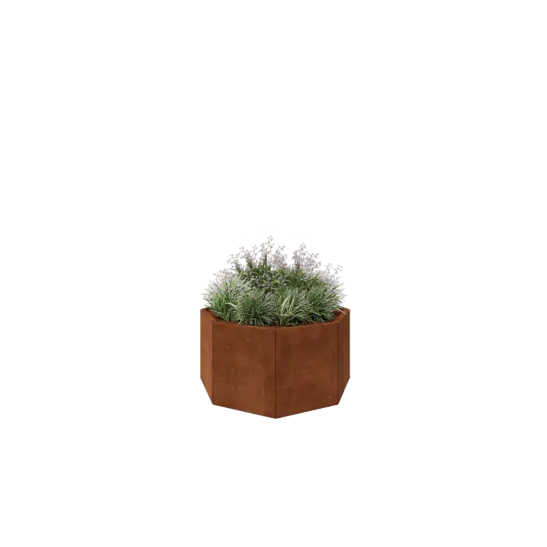 Cortenstaal plantenbak - Achthoek - 120,7 x 120,7 x 60 cm - Zonder bodemplaat