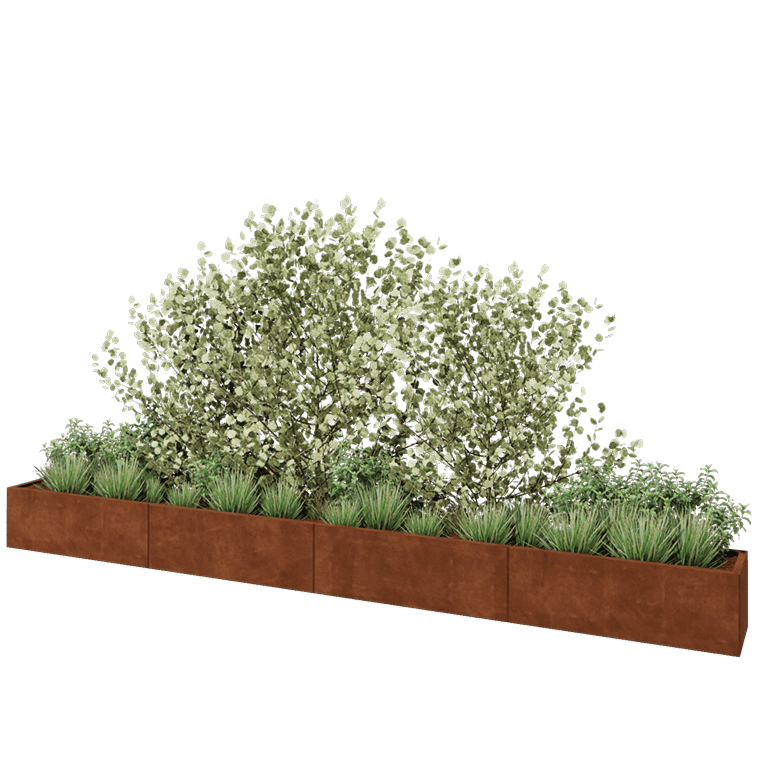 Cortenstaal plantenbak XXL - Rechthoek - 480 x 40 x 40 cm - Zonder bodemplaat