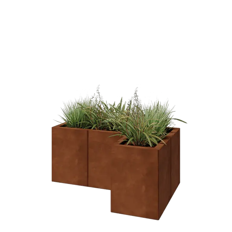 Cortenstaal plantenbak - L-vorm - 90 x 60 x 40 cm - Zonder bodemplaat