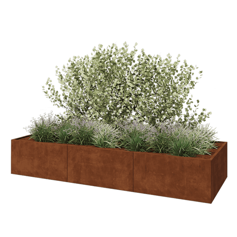 Cortenstaal plantenbak XXL - Rechthoek - 360 x 120 x 60 cm - Zonder bodemplaat