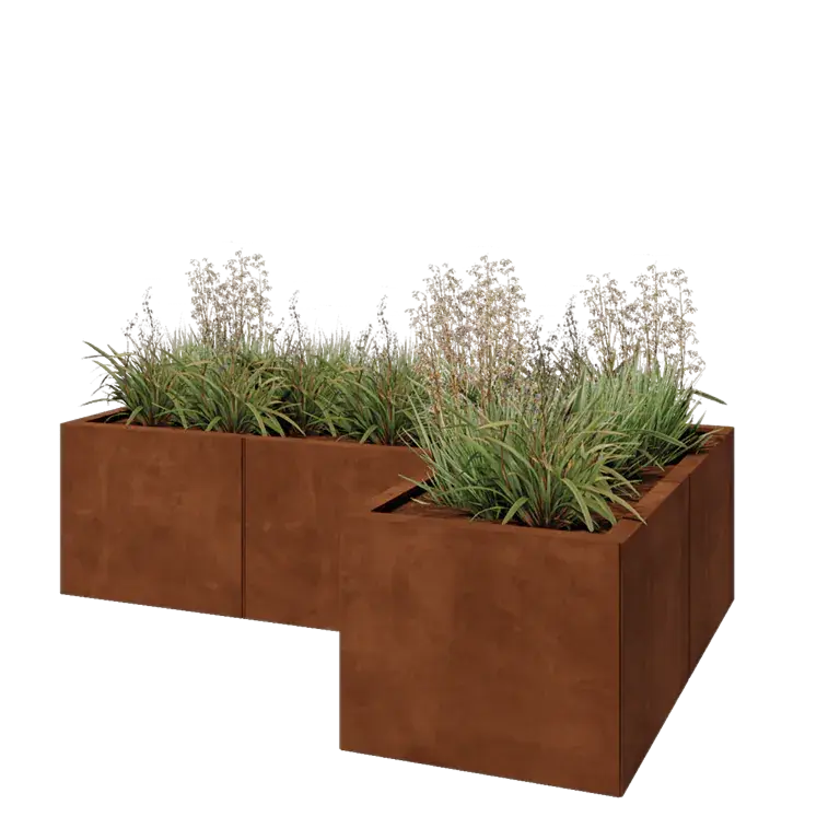 Cortenstaal plantenbak - L-vorm - 150 x 100 x 40 cm - Zonder bodemplaat