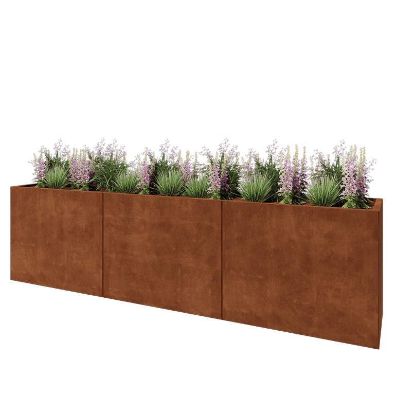 Cortenstaal plantenbak XXL - Rechthoek - 300 x 50 x 80 cm - Zonder bodemplaat