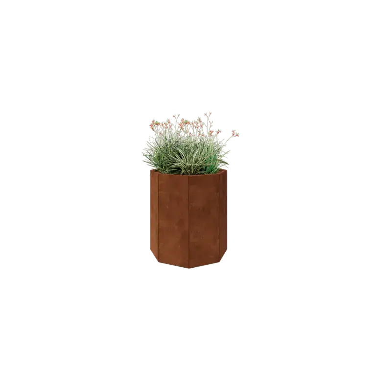 Cortenstaal plantenbak - Achthoek - 72,4 x 72,4 x 80 cm - Met bodemplaat