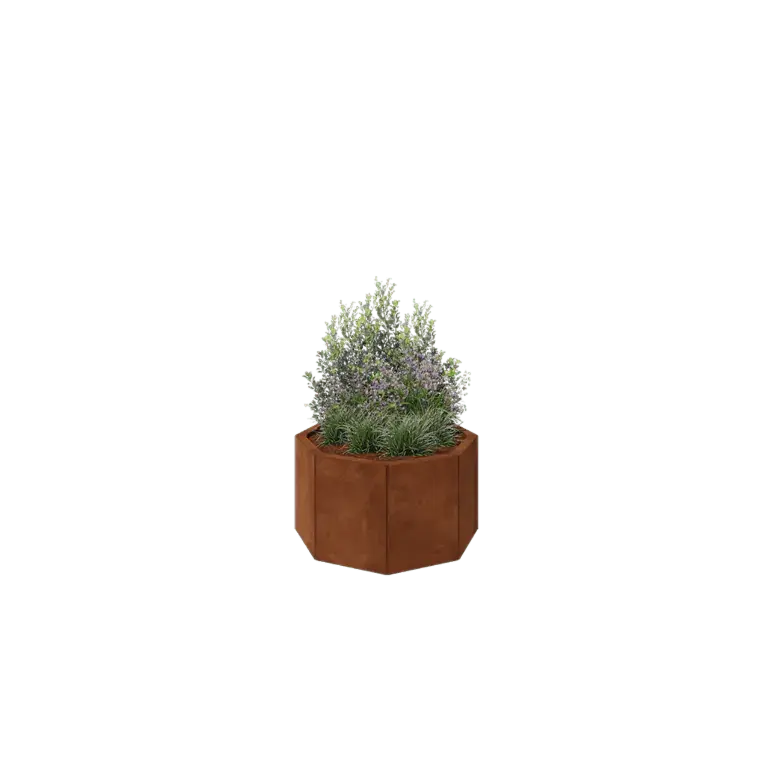 Cortenstaal plantenbak - Achthoek - 72,4 x 72,4 x 40 cm - Met bodemplaat