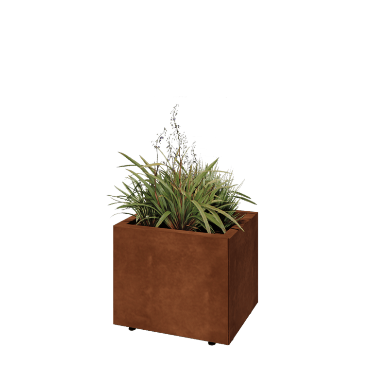 Cortenstaal plantenbak - Rechthoek - 50 x 40 x 40 cm - Met bodemplaat - Met pote