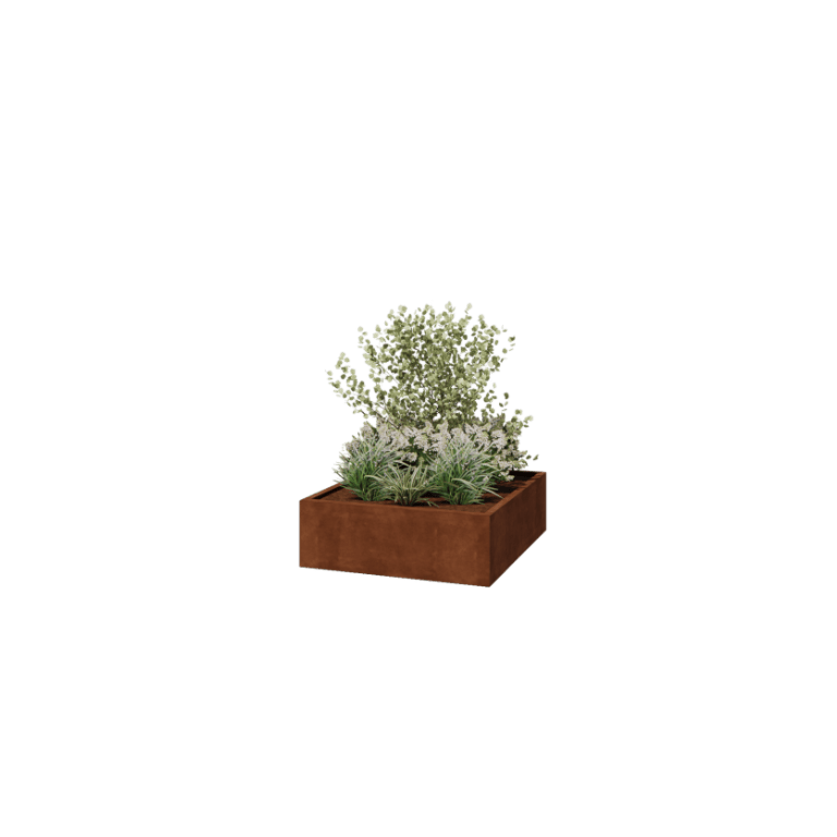 Cortenstaal plantenbak - Vierkant - 120 x 120 x 40 cm - Gelast - Zonder bodempla