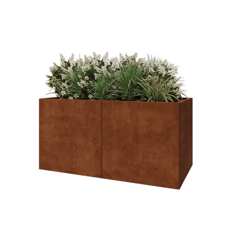 Cortenstaal plantenbak XXL - Rechthoek - 160 x 80 x 80 cm - Met bodemplaat