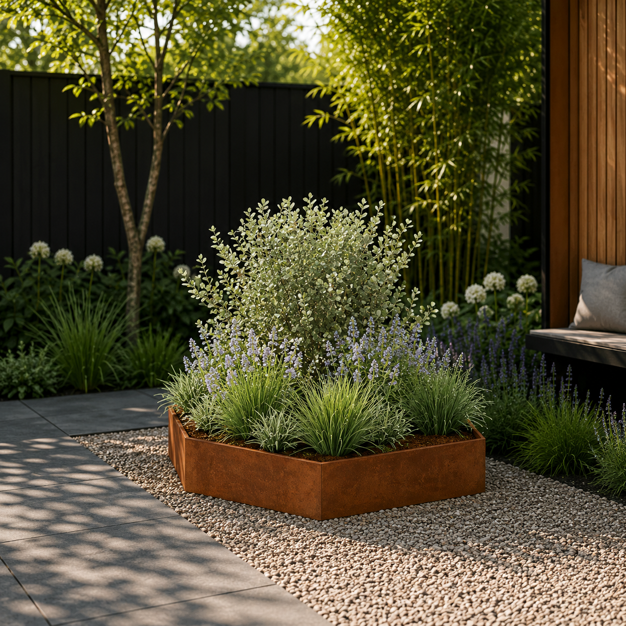 Cortenstaal plantenbak - Achthoek - 289,7 x 289,7 x 40 cm - Zonder bodemplaat
