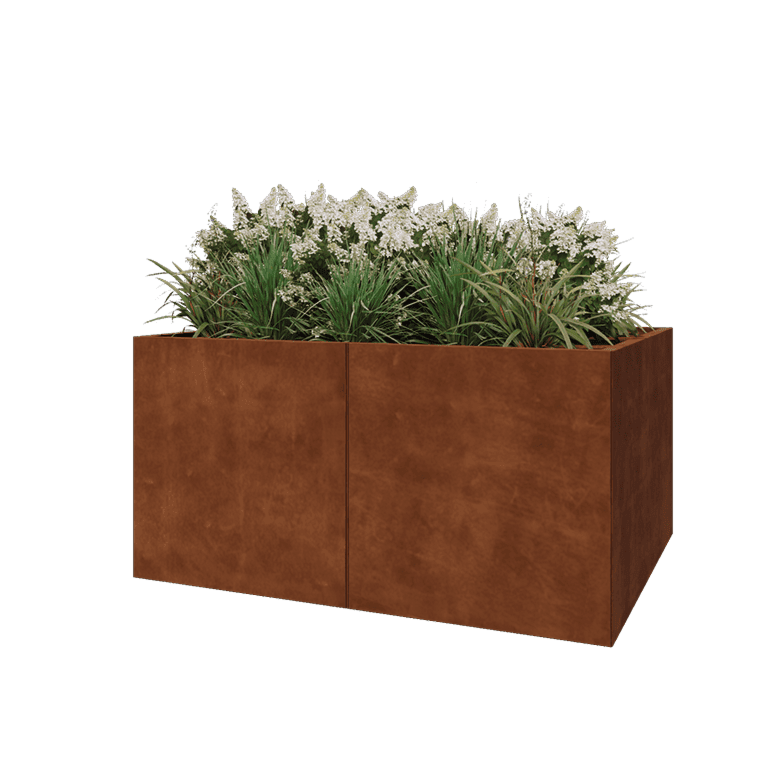 Cortenstaal plantenbak XXL - Rechthoek - 160 x 120 x 80 cm - Met bodemplaat