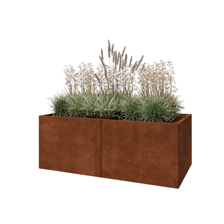 Cortenstaal plantenbak XXL - Rechthoek - 160 x 80 x 60 cm - Met bodemplaat