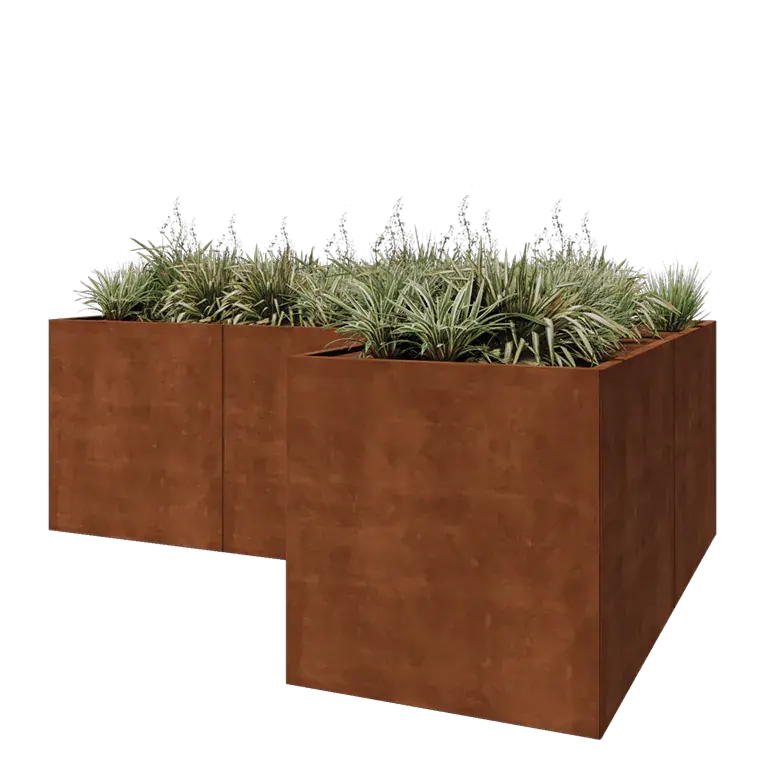 Cortenstaal plantenbak - L-vorm - 300 x 200 x 100 cm - Zonder bodemplaat
