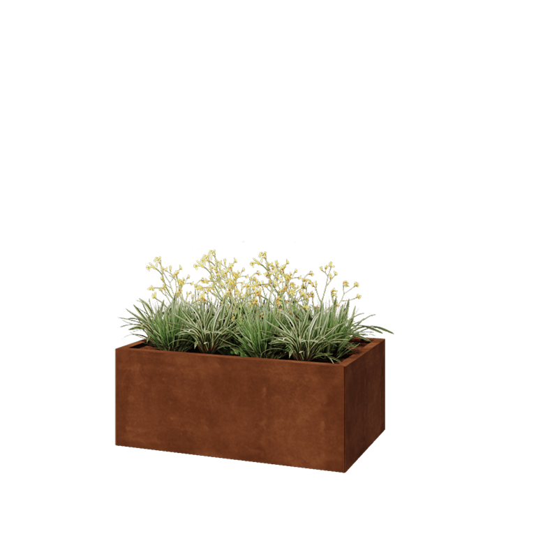 Cortenstaal plantenbak - Rechthoek - 100 x 60 x 40 cm - Met bodemplaat