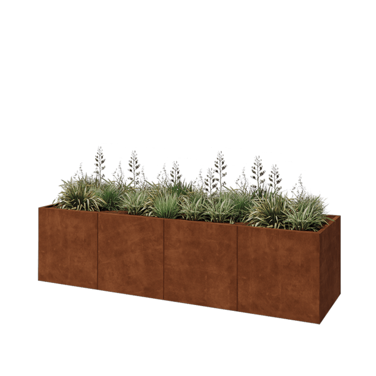 Cortenstaal plantenbak XXL - Rechthoek - 320 x 80 x 80 cm - Met bodemplaat