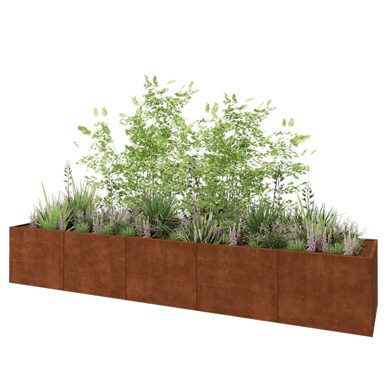 Cortenstaal plantenbak XXL - Rechthoek - 500 x 100 x 80 cm - Zonder bodemplaat