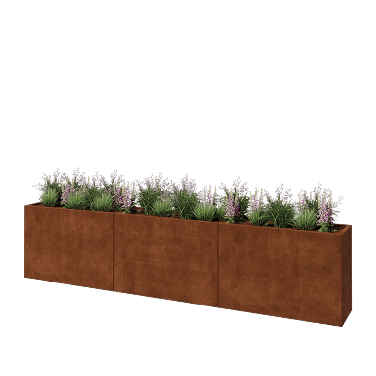 Cortenstaal plantenbak XXL - Rechthoek - 360 x 40 x 80 cm - Zonder bodemplaat