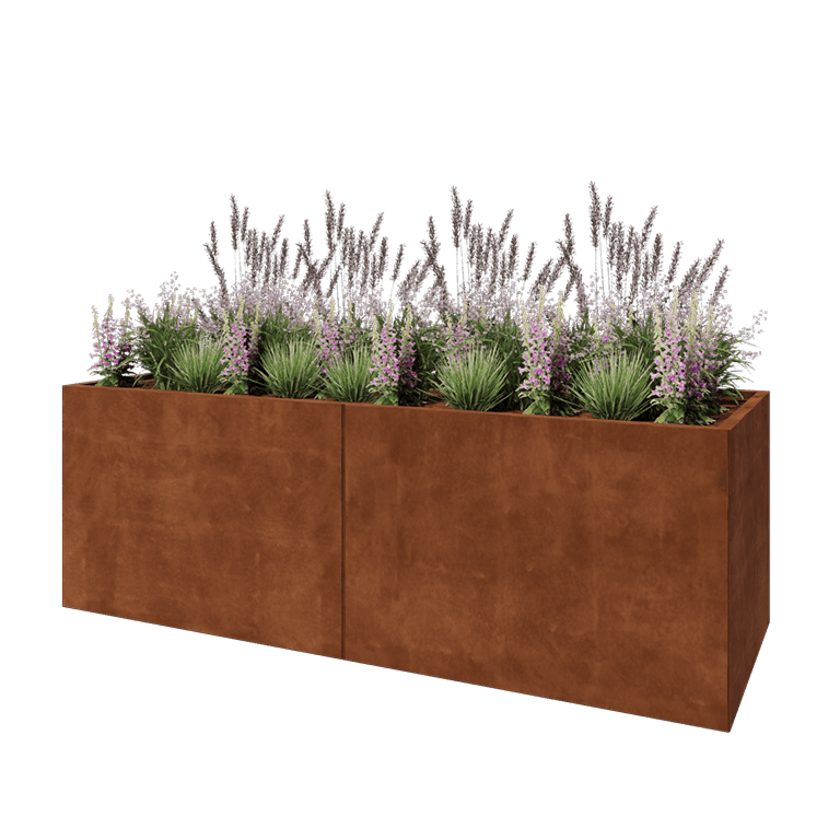 Cortenstaal plantenbak XXL - Rechthoek - 240 x 80 x 80 cm - Zonder bodemplaat